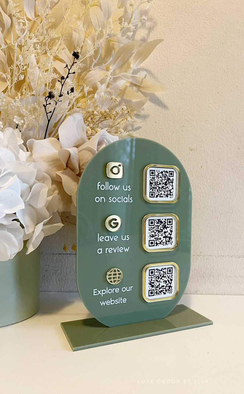Oval 3 QR Freestanding Sign - Luxe Decor by Lisa