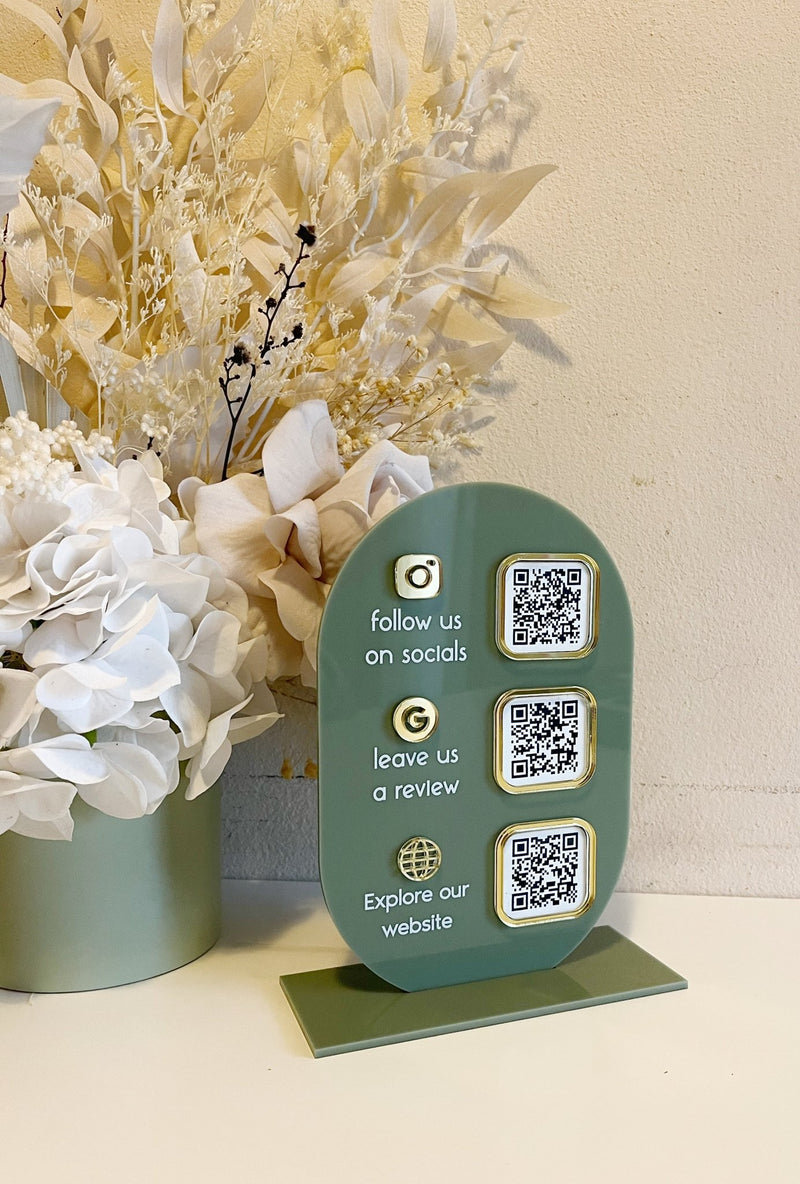 Oval 3 QR Freestanding Sign - Luxe Decor by Lisa