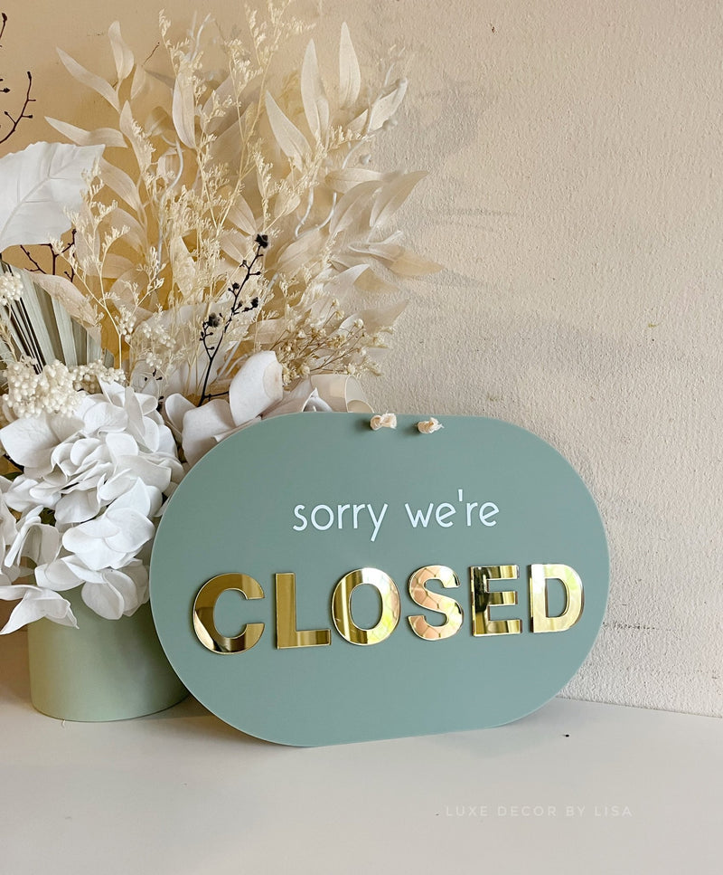 Oval Open/Closed Sign - Double Sided - Luxe Decor by Lisa