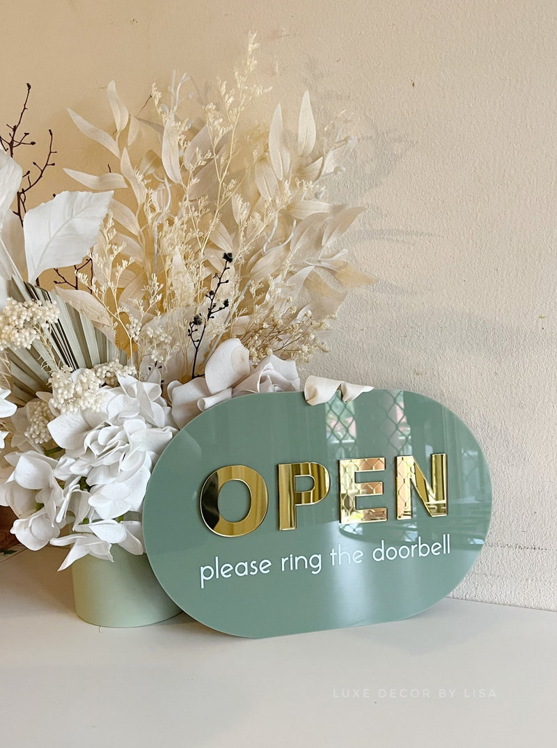 Oval Open/Closed Sign - Double Sided - Luxe Decor by Lisa