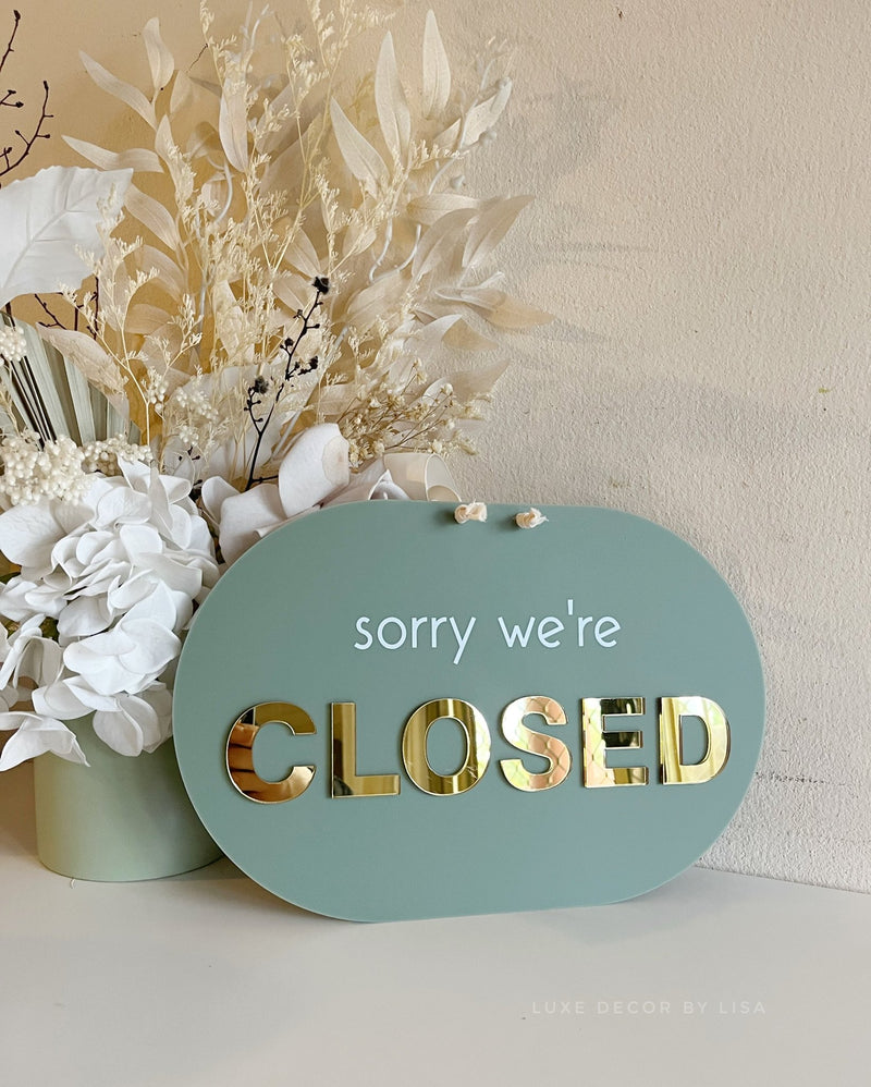 Oval Open/Closed Sign - Double Sided - Luxe Decor by Lisa