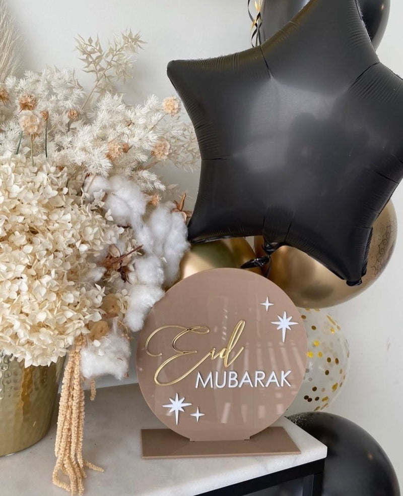 Ramadan + Eid 3D Double Sided Round Sign Freestanding Style 1 - Luxe Decor by Lisa