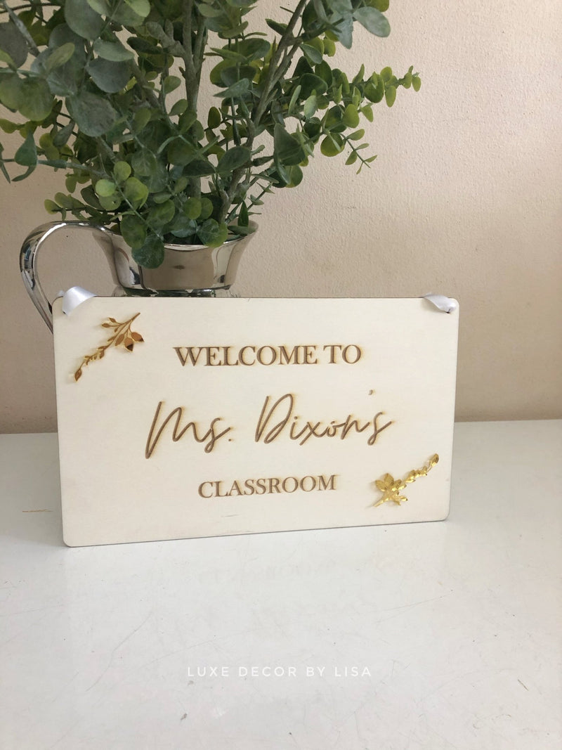 Rectangle Plywood Teachers Classroom Sign - Luxe Decor by Lisa