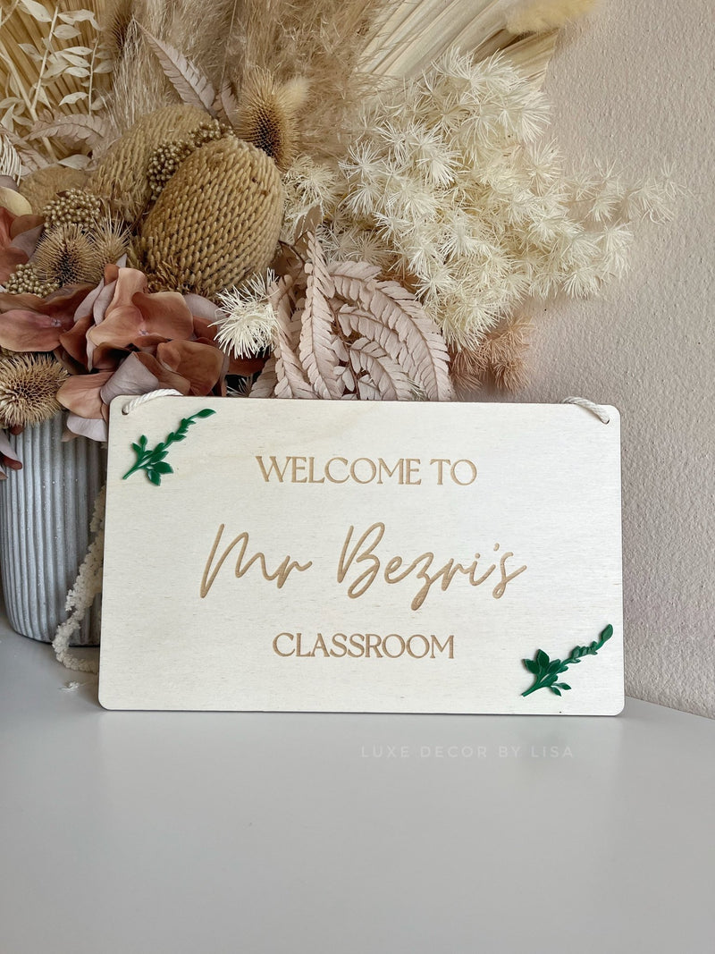 Rectangle Plywood Teachers Classroom Sign - Luxe Decor by Lisa