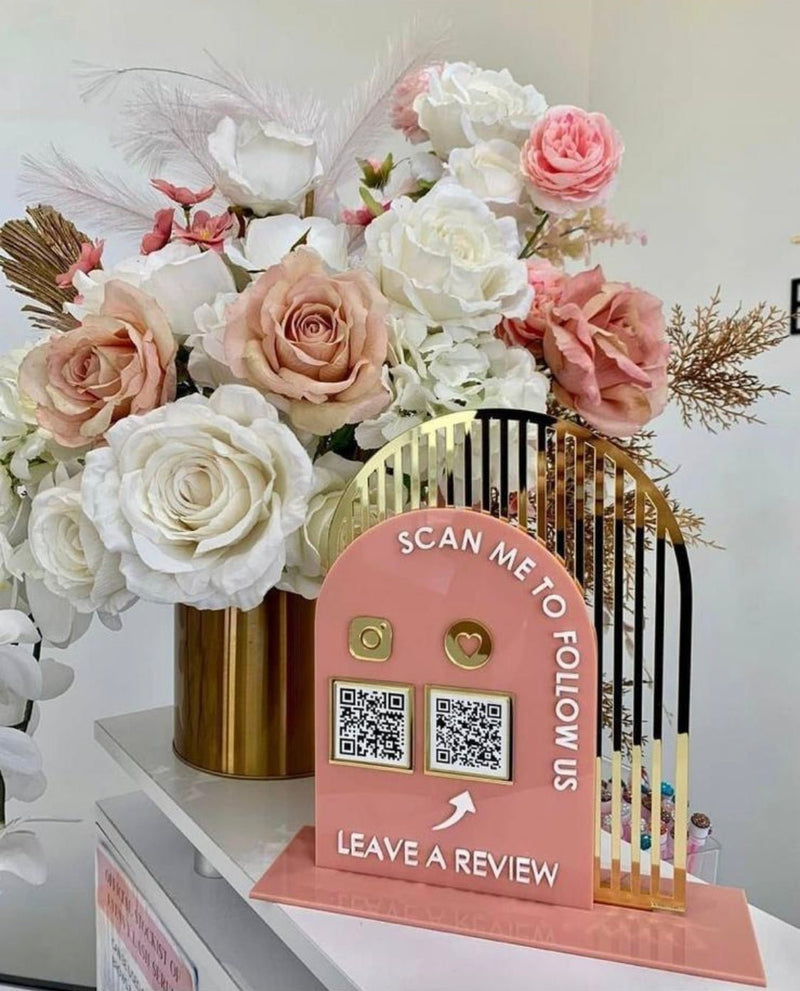 Reviews and Instagram Double Arch QR Sign Modern - Luxe Decor by Lisa