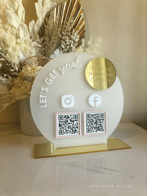 Round Layered Modern QR Social Freestanding Sign - Luxe Decor by Lisa