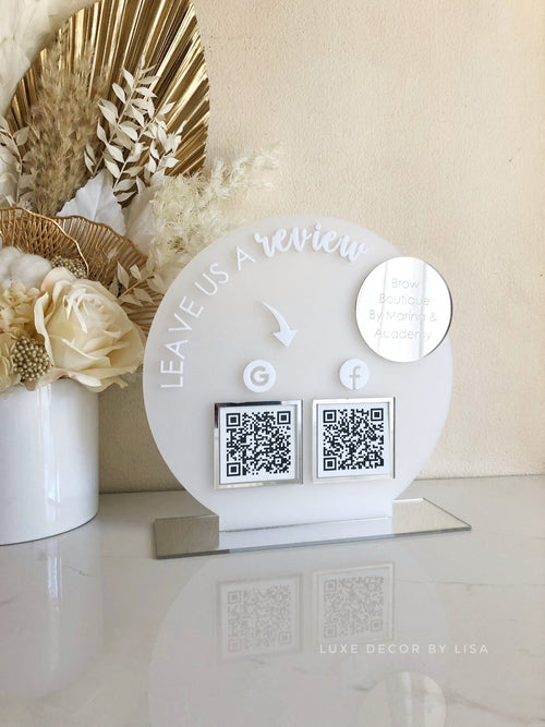 Round Layered Reviews QR Freestanding Sign - Luxe Decor by Lisa