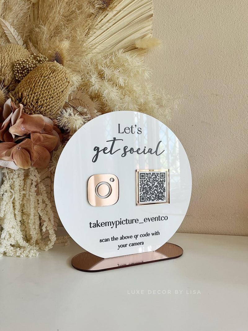 Round Printed Social Instagram Sign Freestanding - Luxe Decor by Lisa