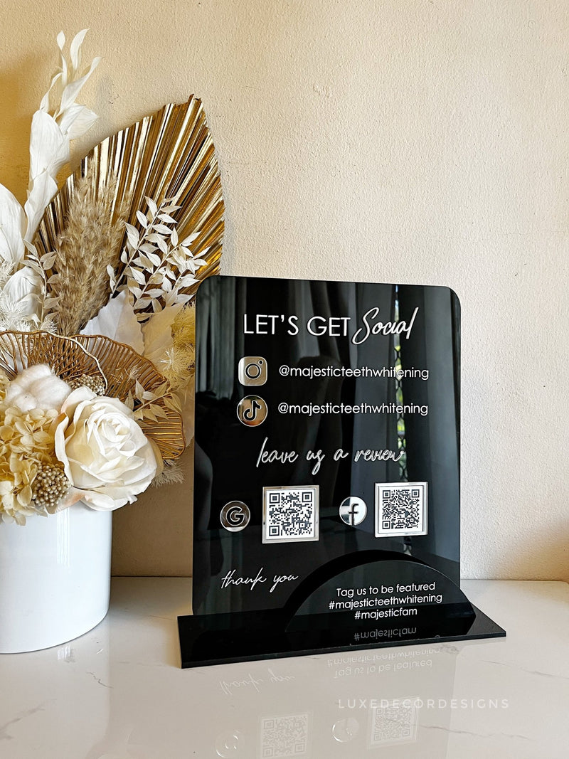 Squared Social Sign + QR Reviews Style 1 - Luxe Decor by Lisa