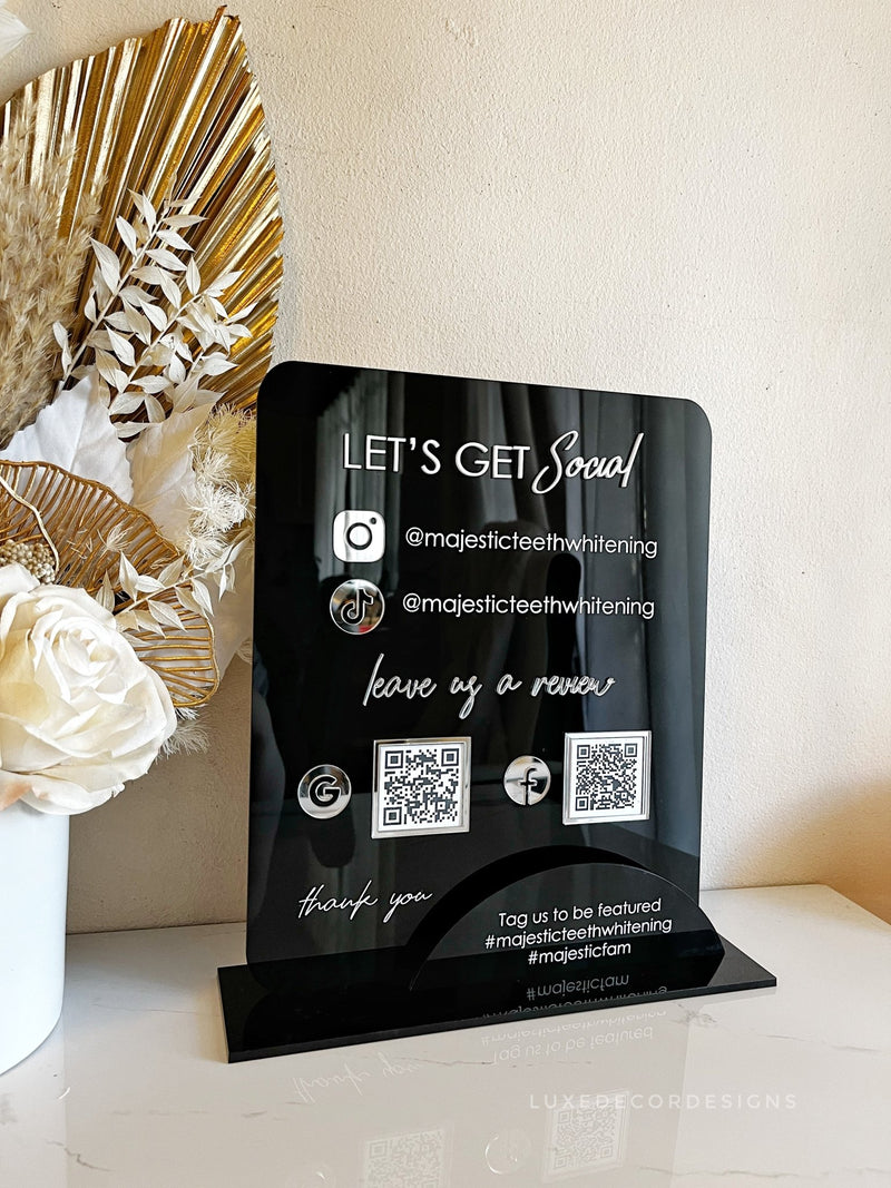 Squared Social Sign + QR Reviews Style 1 - Luxe Decor by Lisa