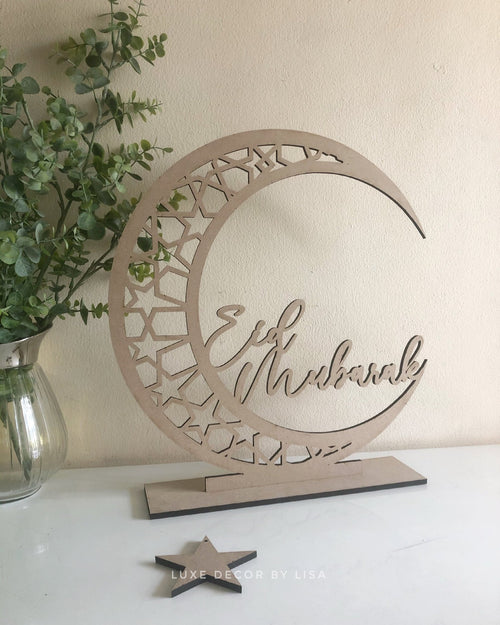 Tabletop Eid Mubarak Freestanding Crescent - Luxe Decor by Lisa