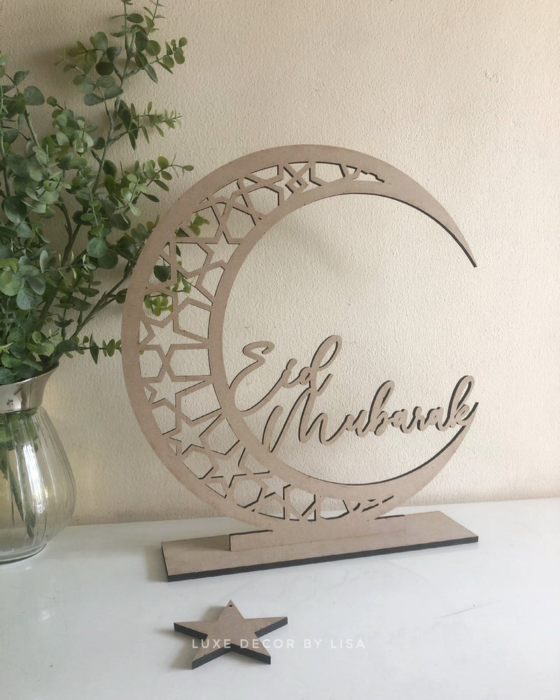 Tabletop Eid Mubarak Freestanding Crescent - Luxe Decor by Lisa