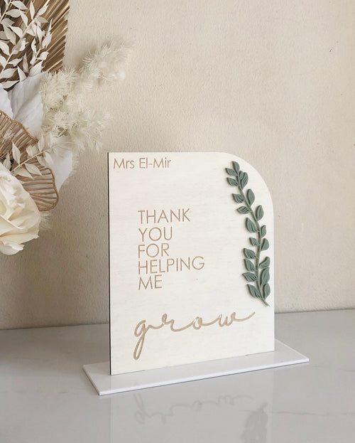 Teachers Plywood Plaque - Leaf - Luxe Decor by Lisa