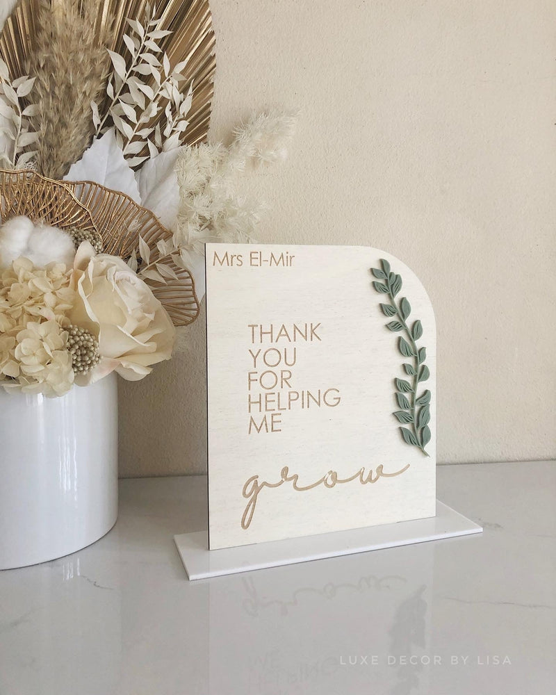 Teachers Plywood Plaque - Leaf - Luxe Decor by Lisa