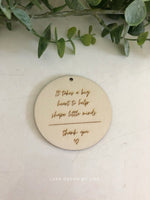 Teachers Plywood Thank You Tags - Luxe Decor by Lisa