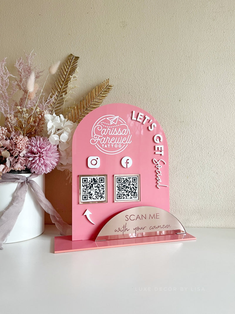 The Arched Modern QR Freestanding Sign Version 3 - Luxe Decor by Lisa