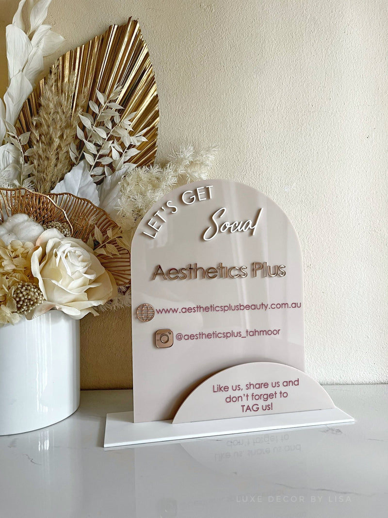The Arched Modern Social Freestanding Sign Version 3 - Luxe Decor by Lisa