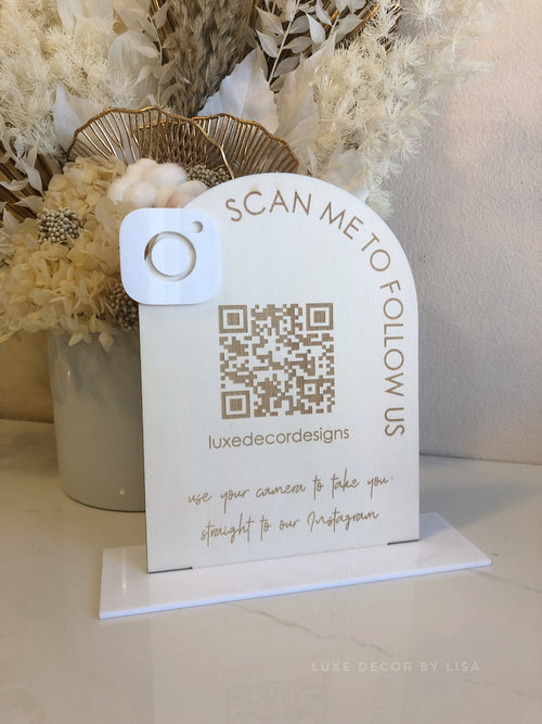 The Arched Plywood QR Sign - Luxe Decor by Lisa