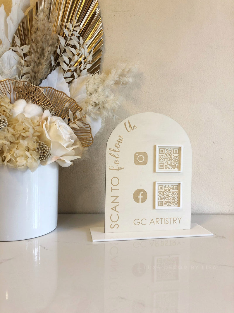 The Arched Plywood QR Sign Style 2 - Luxe Decor by Lisa