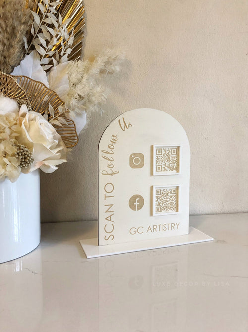 The Arched Plywood QR Sign Style 2 - Luxe Decor by Lisa