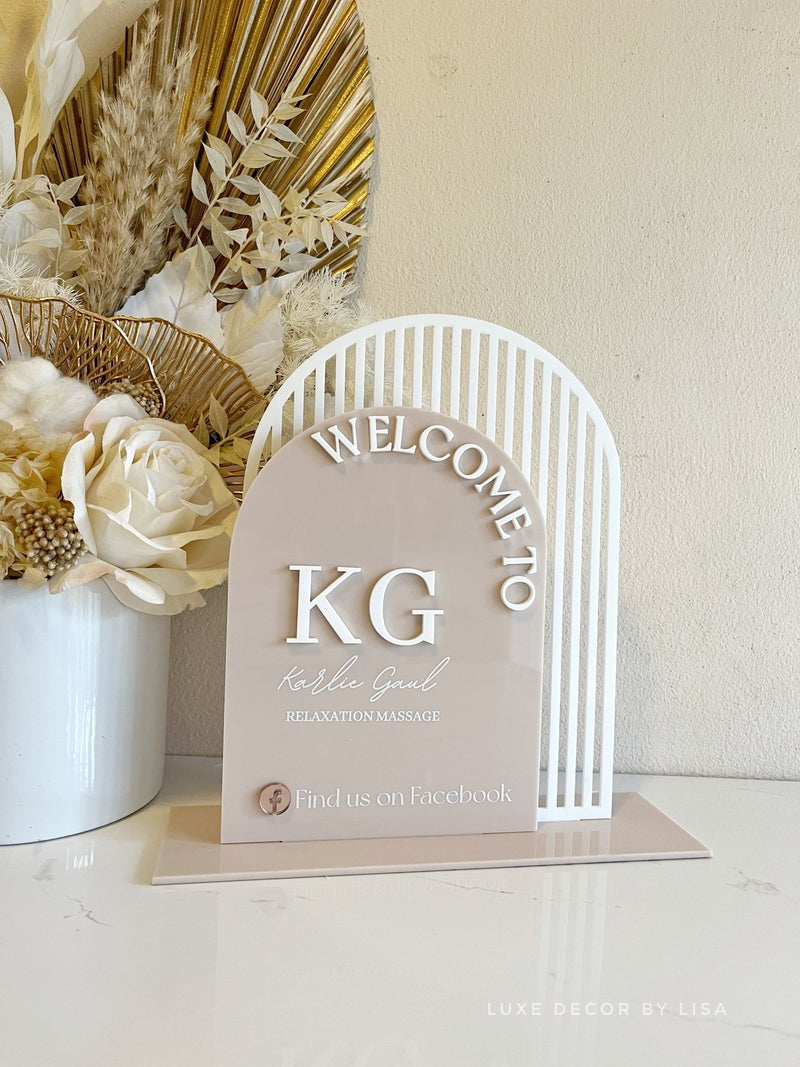 The Double Arched Welcome Logo Sign - Luxe Decor by Lisa