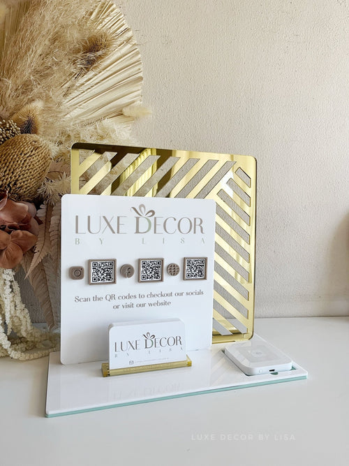 The Double Squared Logo, 3x QR’s, Card Holder + Square - Luxe Decor by Lisa